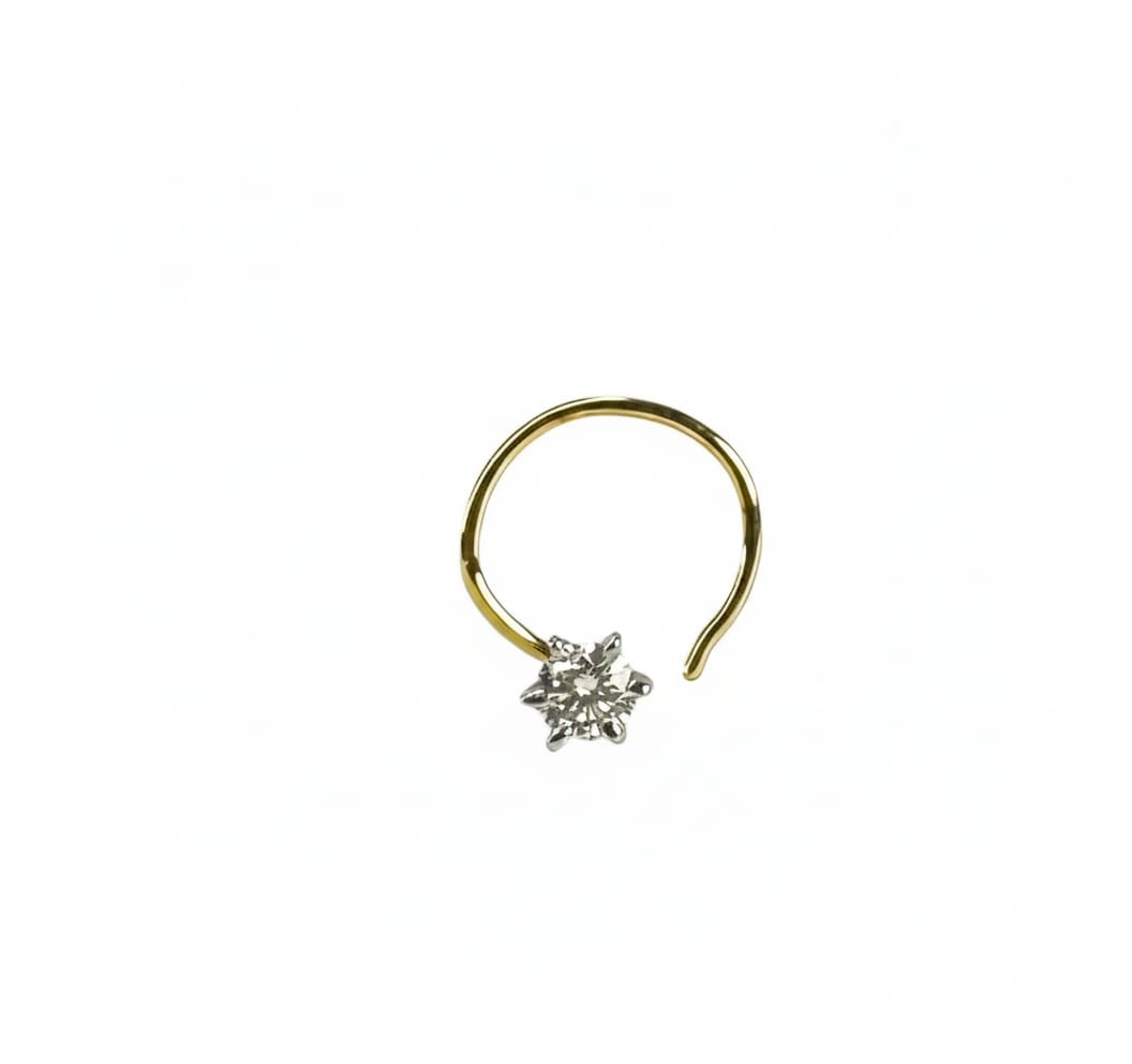 Yellow Gold Diamond Nose Pin